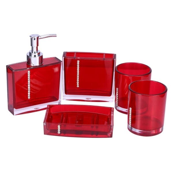 5PC/Set Acrylic Bathroom Accessories Bath Cup Bottle Toothbrush Holder Soap Dish - Image 7
