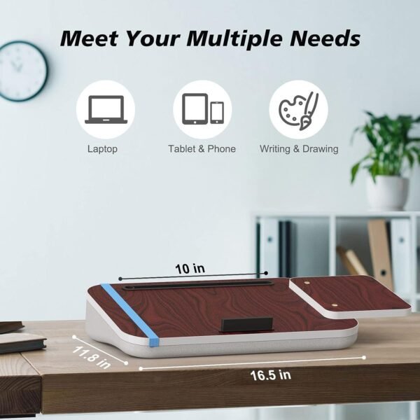 Lap Desk With Cushion, Tablet Holder And Detachable Mouse Tray, Fits Up To 16.1 Inches Laptops, Lap Desk For Bed Couch Sofa And Table - Image 5