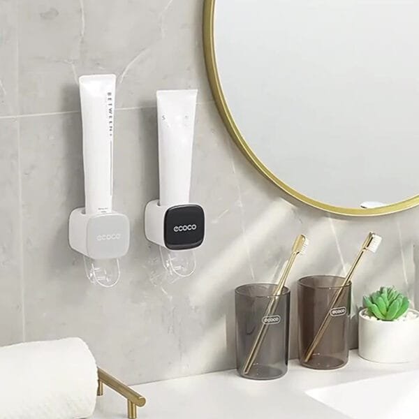 Wall - mounted Automatic Dust - proof Toothpaste Dispenser for Adults and Children - Bathroom Accessories Set - Image 3