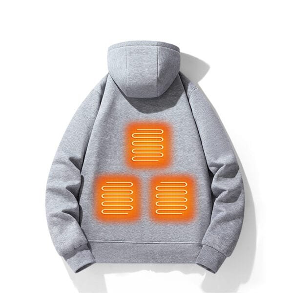 European and American zipper cardigan heating hoodie intelligent hooded five zone heating jacket outdoor warm electric clothing for men - Image 2