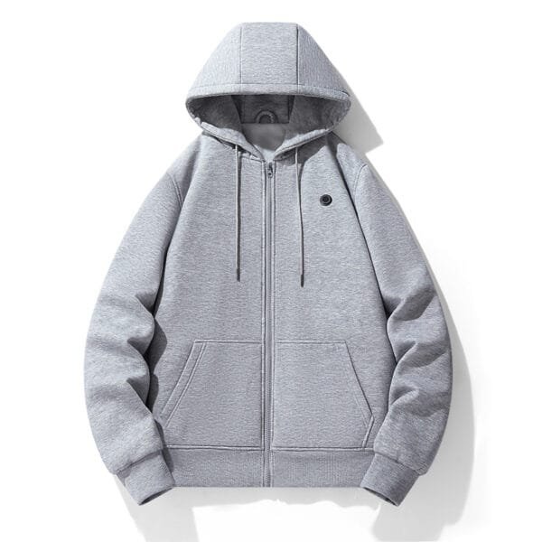 European and American zipper cardigan heating hoodie intelligent hooded five zone heating jacket outdoor warm electric clothing for men - Image 5