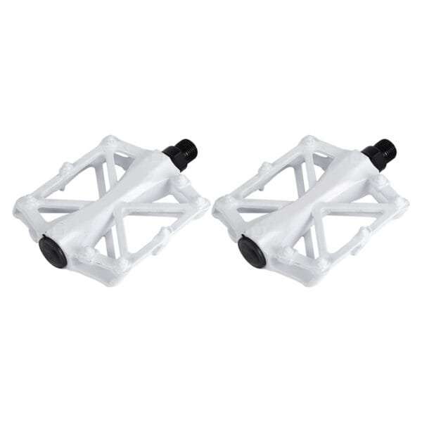 2 x Lightweight Stable Plat Bike Aluminium Road Bike Bearing Pedals(white)