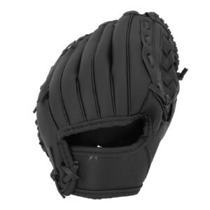 Baseball Glove Ergonomic PU Leather Baseball Mitts Softness Professional Baseball Fielding Glove Softball Mitts for Youth Adult 10.5 Inch Black