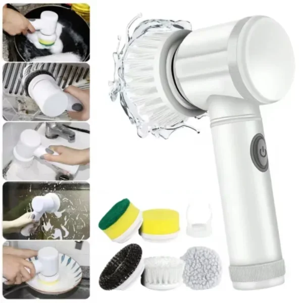 New Electric Spin Scrubber,Bathroom Cleaning Brush Power Scrubber with 5 Replaceable Brush Heads, 5 in 1 Electric Cleaning Brush - Image 2