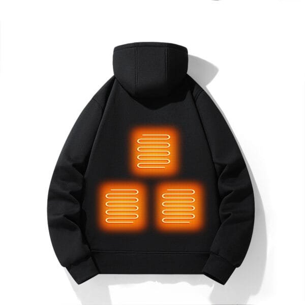 European and American zipper cardigan heating hoodie intelligent hooded five zone heating jacket outdoor warm electric clothing for men - Image 4