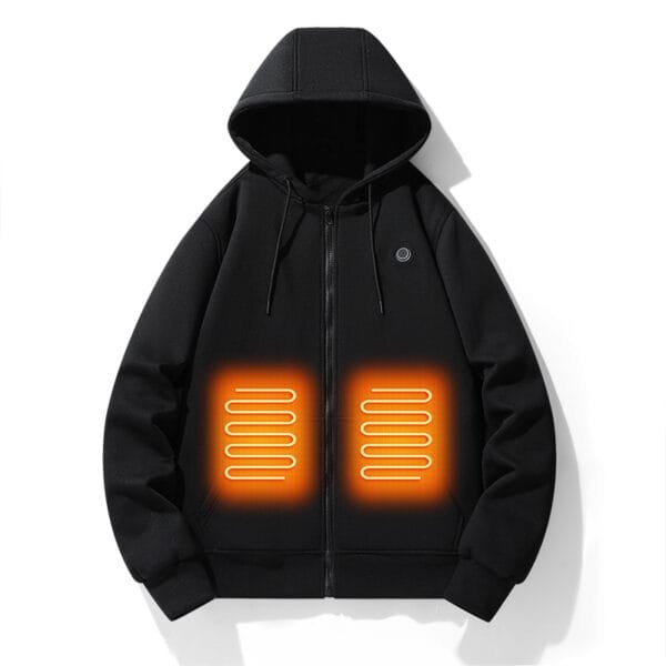 European and American zipper cardigan heating hoodie intelligent hooded five zone heating jacket outdoor warm electric clothing for men - Image 3