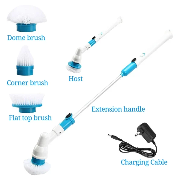 Electric Spin Scrubber Turbo Scrub Cleaning Brush Cordless Chargeable Bathroom Cleaner with Extension Handle Adaptive Brush Tub - Image 7