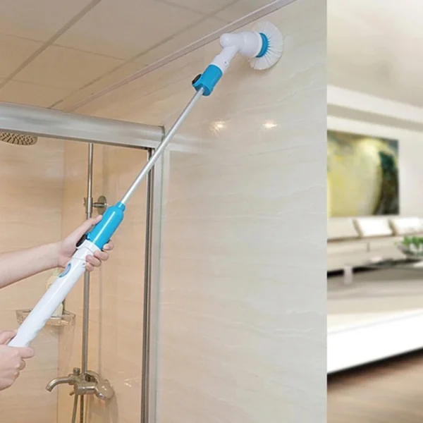 Electric Spin Scrubber Turbo Scrub Cleaning Brush Cordless Chargeable Bathroom Cleaner with Extension Handle Adaptive Brush Tub - Image 2