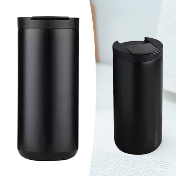 Metal Coffee Mug 400ml Safe Stainless Steel Straw Design Simple Modern Insulated Tumbler for Camping Travel Car Black - Image 5