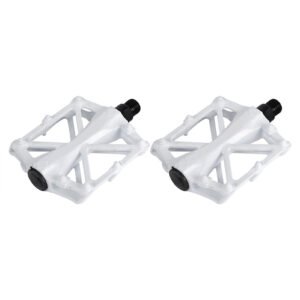 2 x Lightweight Stable Plat Bike Aluminium Road Bike Bearing Pedals(white)