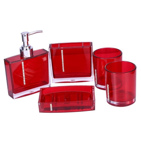 5PC/Set Acrylic Bathroom Accessories Bath Cup Bottle Toothbrush Holder Soap Dish - Image 4