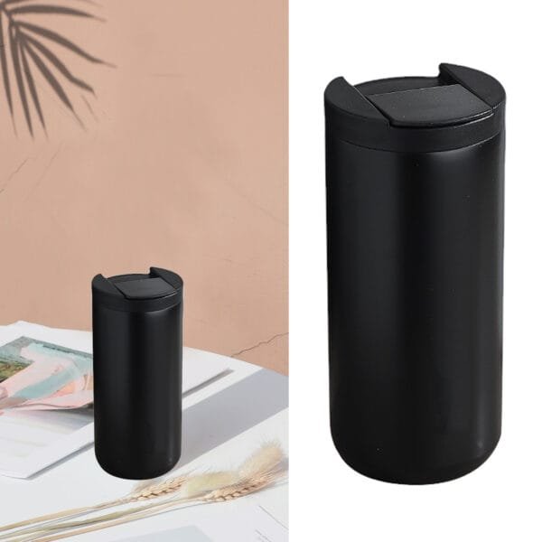 Metal Coffee Mug 400ml Safe Stainless Steel Straw Design Simple Modern Insulated Tumbler for Camping Travel Car Black - Image 7