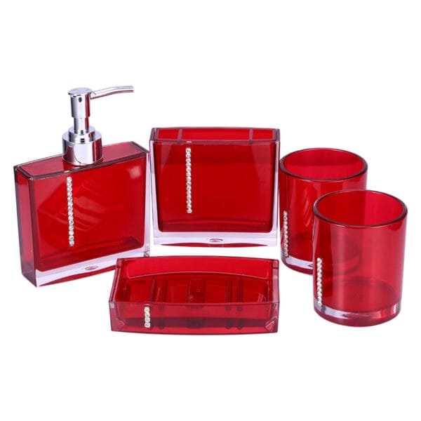 5PC/Set Acrylic Bathroom Accessories Bath Cup Bottle Toothbrush Holder Soap Dish - Image 6