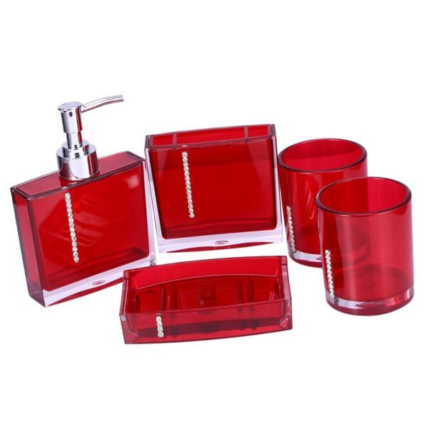5PC/Set Acrylic Bathroom Accessories Bath Cup Bottle Toothbrush Holder Soap Dish - Image 3