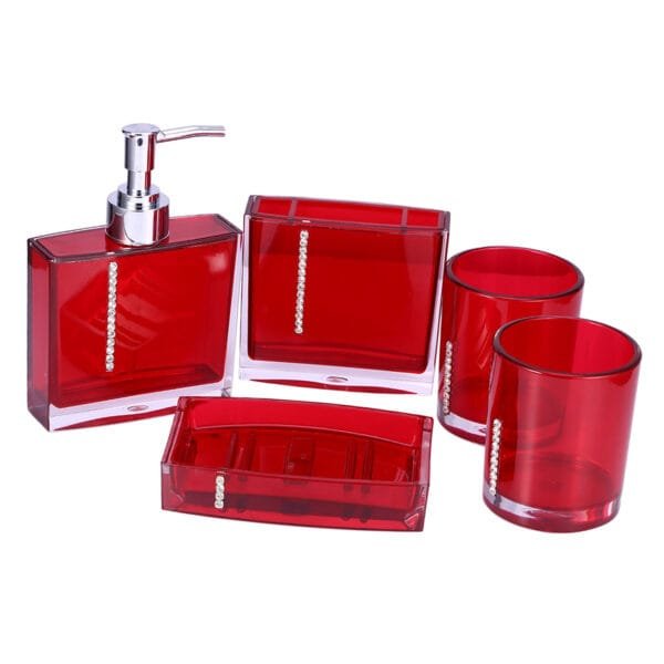 5PC/Set Acrylic Bathroom Accessories Bath Cup Bottle Toothbrush Holder Soap Dish - Image 9