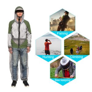 Outdoor Mosquito Repellent Suit Bug Jacket Mesh Hooded Suits Fishing Hunting Camping Jacket Insect Protective Mesh Fishing Clothes Mosquito Prevent Suit