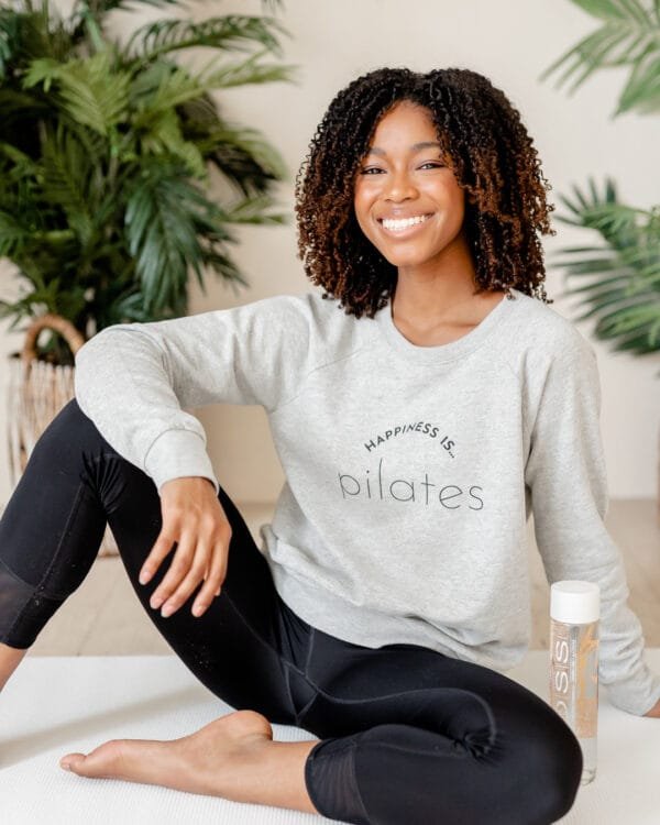 Women's Pilates Crew Sweatshirt, Heather Grey - Image 2
