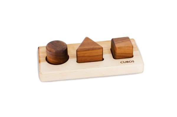 CUBOS-BASIC with Walnut inserts (100% Natural,Shape Sorter,Hardwood, Made in Canada)