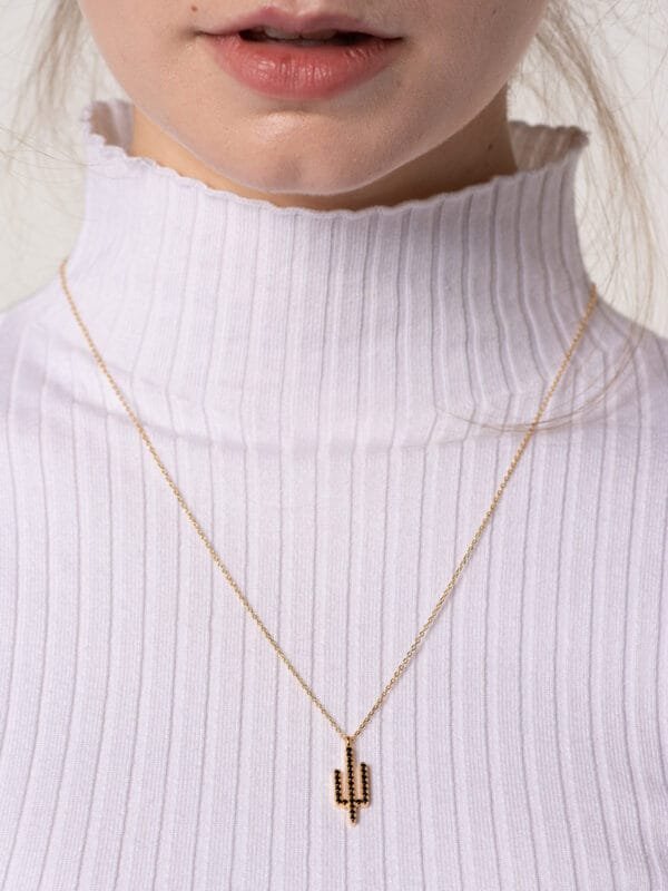 Black Zircon Cactus Necklace - Image 3