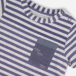 Organic Cotton Short Sleeve Top And Short Set Striped Navy