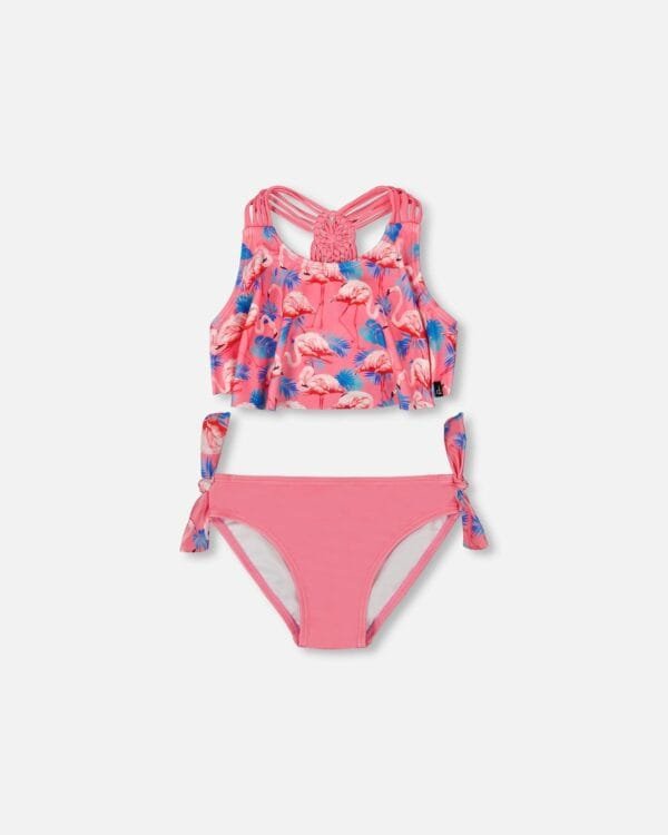 Printed Two-Piece Swimsuit Candy Pink And Pink Flamingo - Image 7