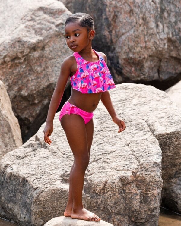 Printed Two-Piece Swimsuit Candy Pink And Pink Flamingo - Image 2
