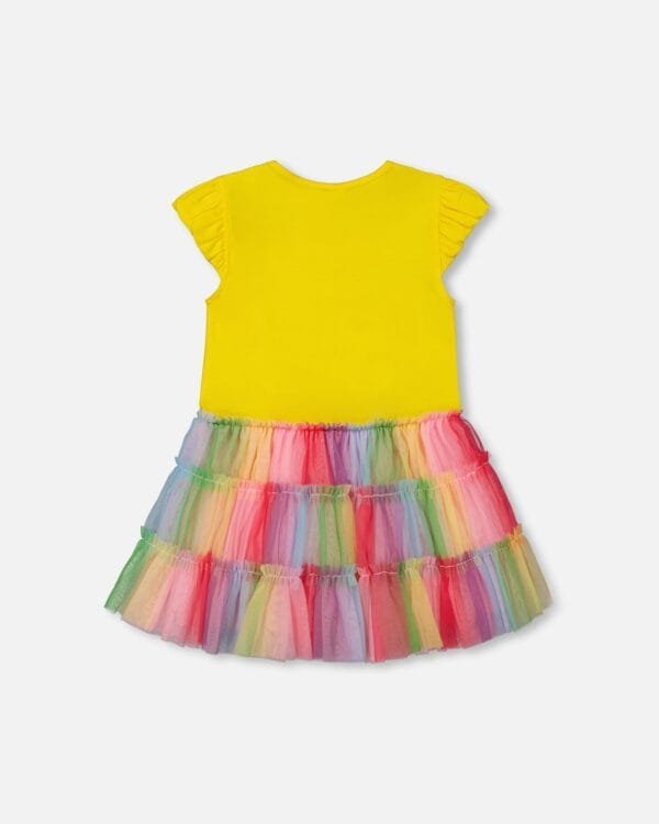 Short Sleeve Dress With Ruffle Tulle Skirt Multicolored - Image 2