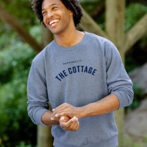 Men's Cottage Collegiate Crew Sweatshirt, Heather Navy