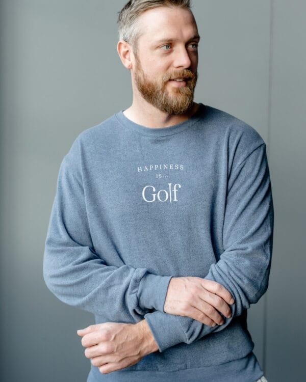 Men's Golf Crew Sweatshirt, Heather Navy - Image 2
