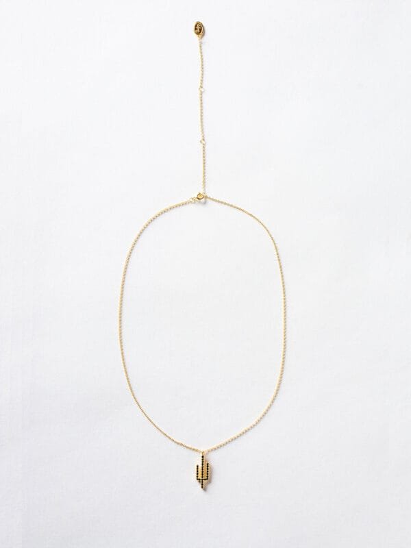Black Zircon Cactus Necklace - Image 4