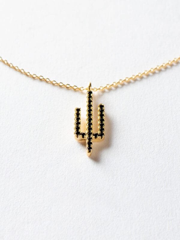 Black Zircon Cactus Necklace - Image 2