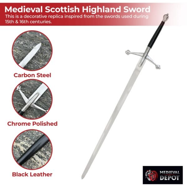 Medieval Scottish Claymore Highland Sword - Image 3