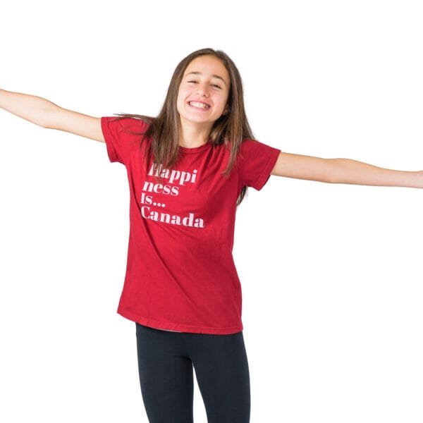 Youth Girls Happi T-Shirt, Canada Red - Image 3