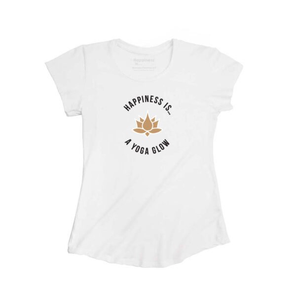 Women's Yoga Bamboo T-Shirt, White with Gold Foil - Image 3